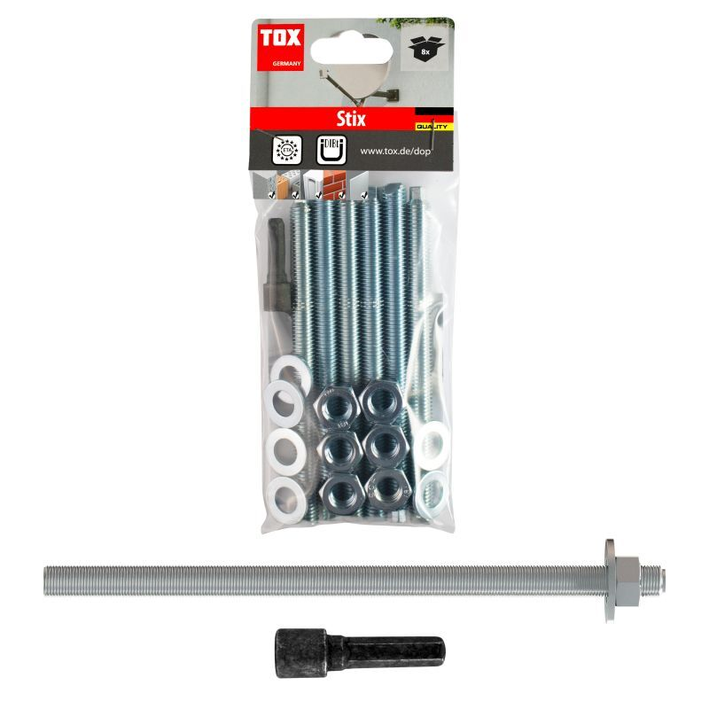 TOX Aste Filettate Stix-VZ M16x190mm Zincate - 10 Pezzi Per Ancoraggi